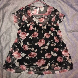 Black and Floral Babydoll shirt